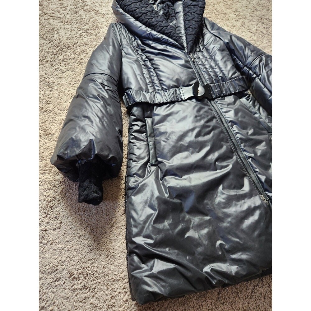 Mackage Ace Womens M Glossy Puffer Coat Jacket Parka Leather Wool Trimming - Picture 7 of 16